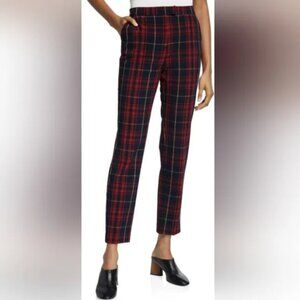 Zara Plaid Check Red and Navy Trousers Size  Small